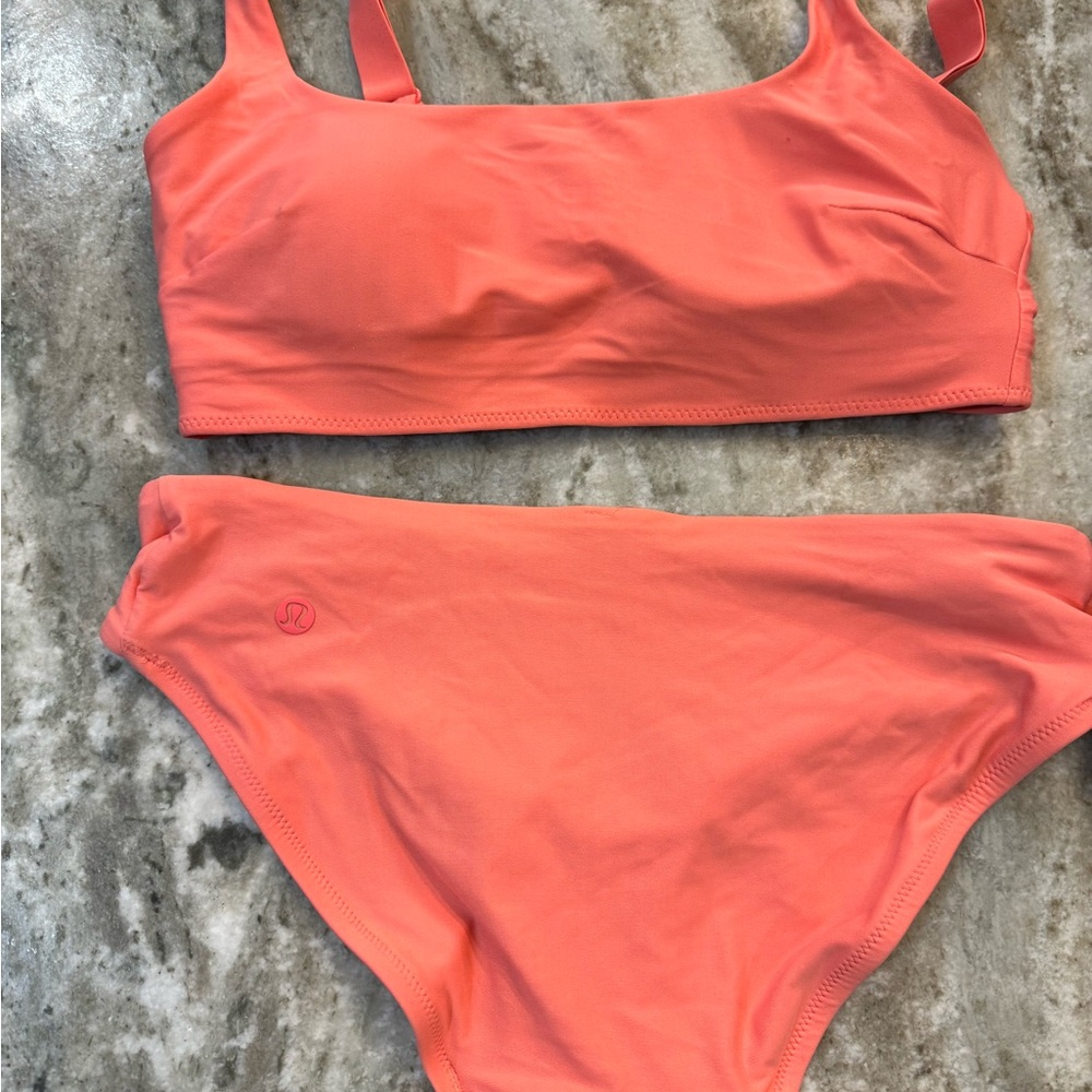 Lulu Lemon coral swim suit two piece. Work only once.